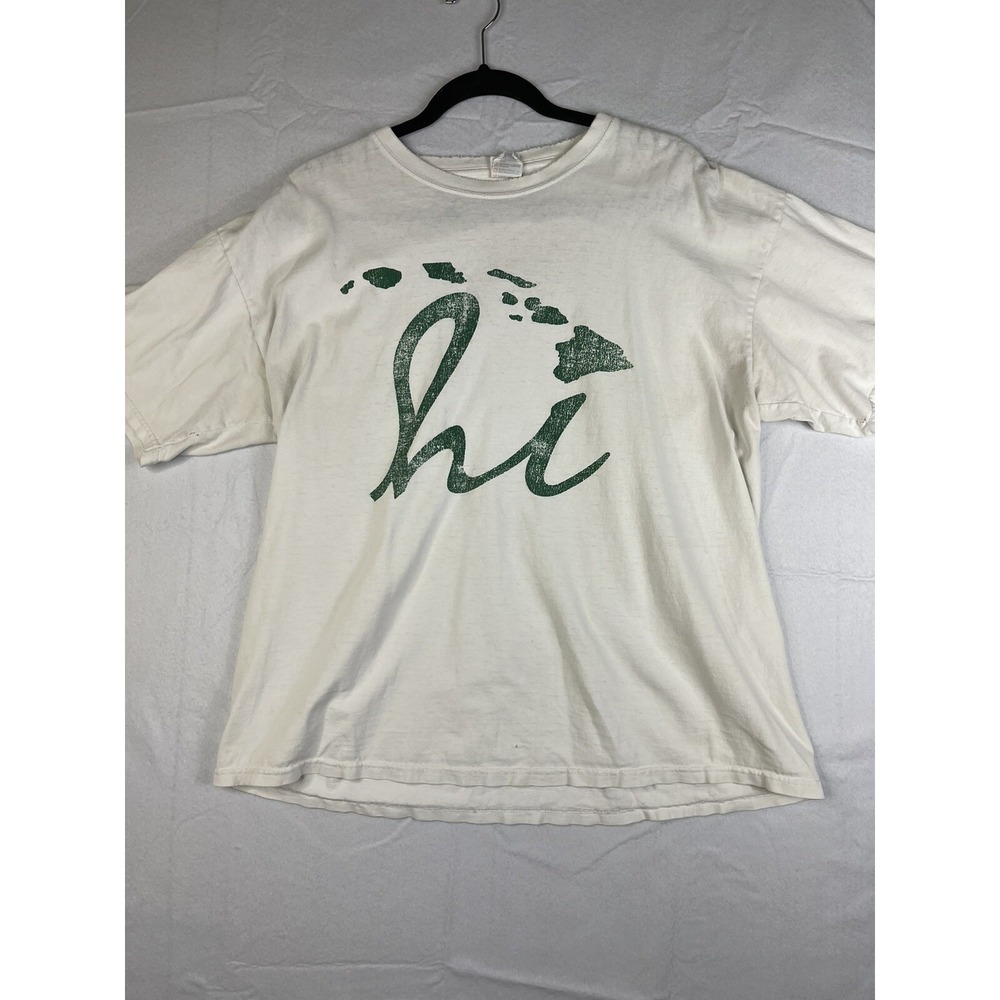 Yazbek Hawaii Destination Shirt Mens XL Distressed White 100% Cotton T-Shirt